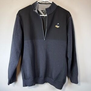adiPure Adidas 1/4 Zip Men Size M Black Gray Wool Blend Golf Pullover Athleisure
